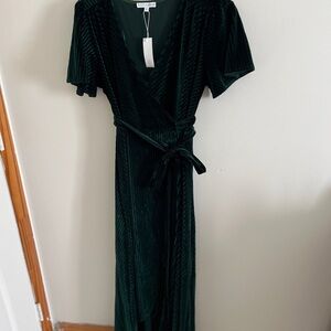 Baltic Born Black Wrap Maxi Dress V-Neck Flutter Sleeves